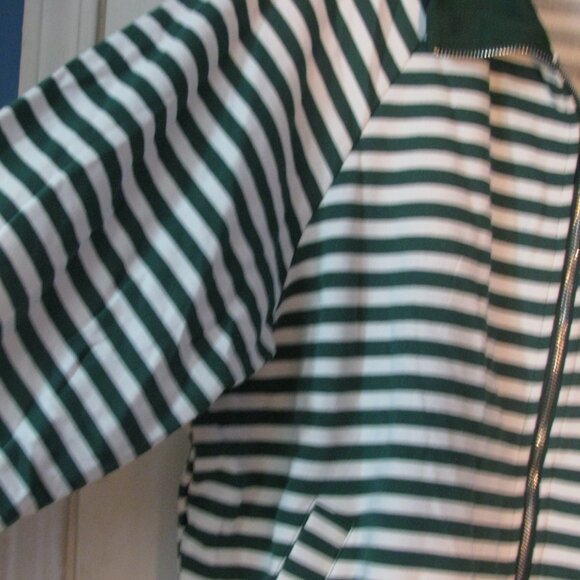 *DoKoToo Zip Up Jacket 2XL Plus Size NWT Green White Stripe Pockets Cotton Blend - Picture 4 of 5